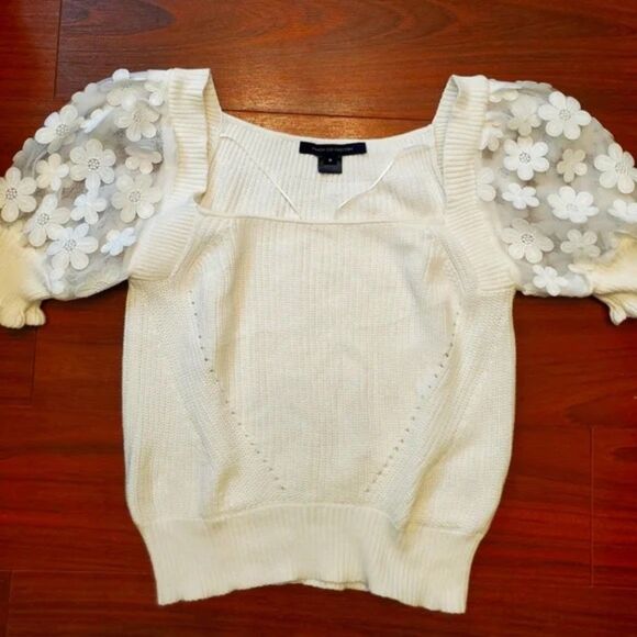 NWT FRENCH CONNECTION Juliet Mozart Caballo Puff Sleeve Sweater 100% cotton - Picture 5 of 9